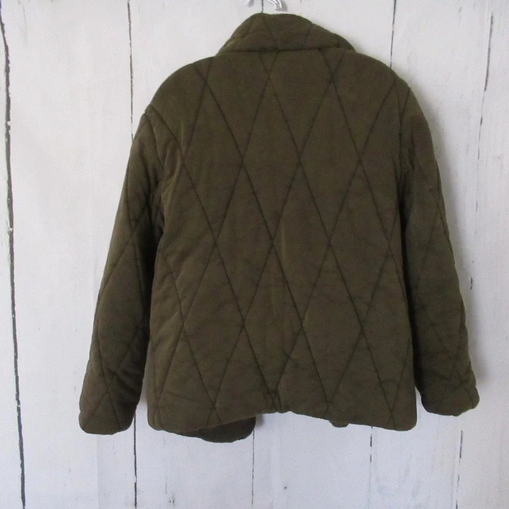 New Free People Jacket XS Tawny Puffer Quilted Open Front Olive Green Oversized